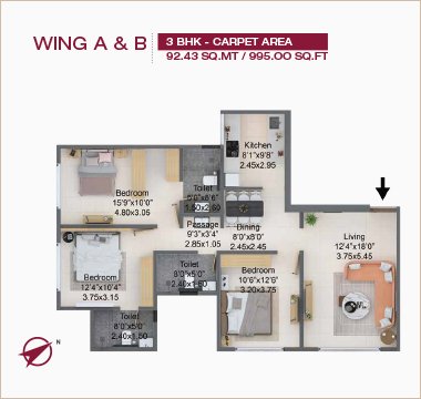 Wing A & B - 3 BHK